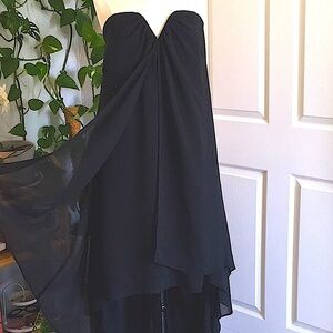 ⚡️🍷Formal Black Strapless CITY CHIC Maxi Dress Hi-Low Black Tie Wedding ⚡️🍷✨